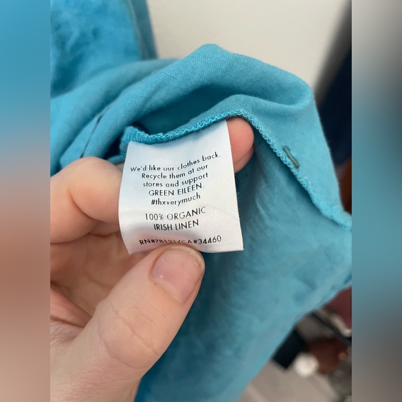 Eileen Fisher Blue linen Button-Down Shirt - Picture 4 of 5